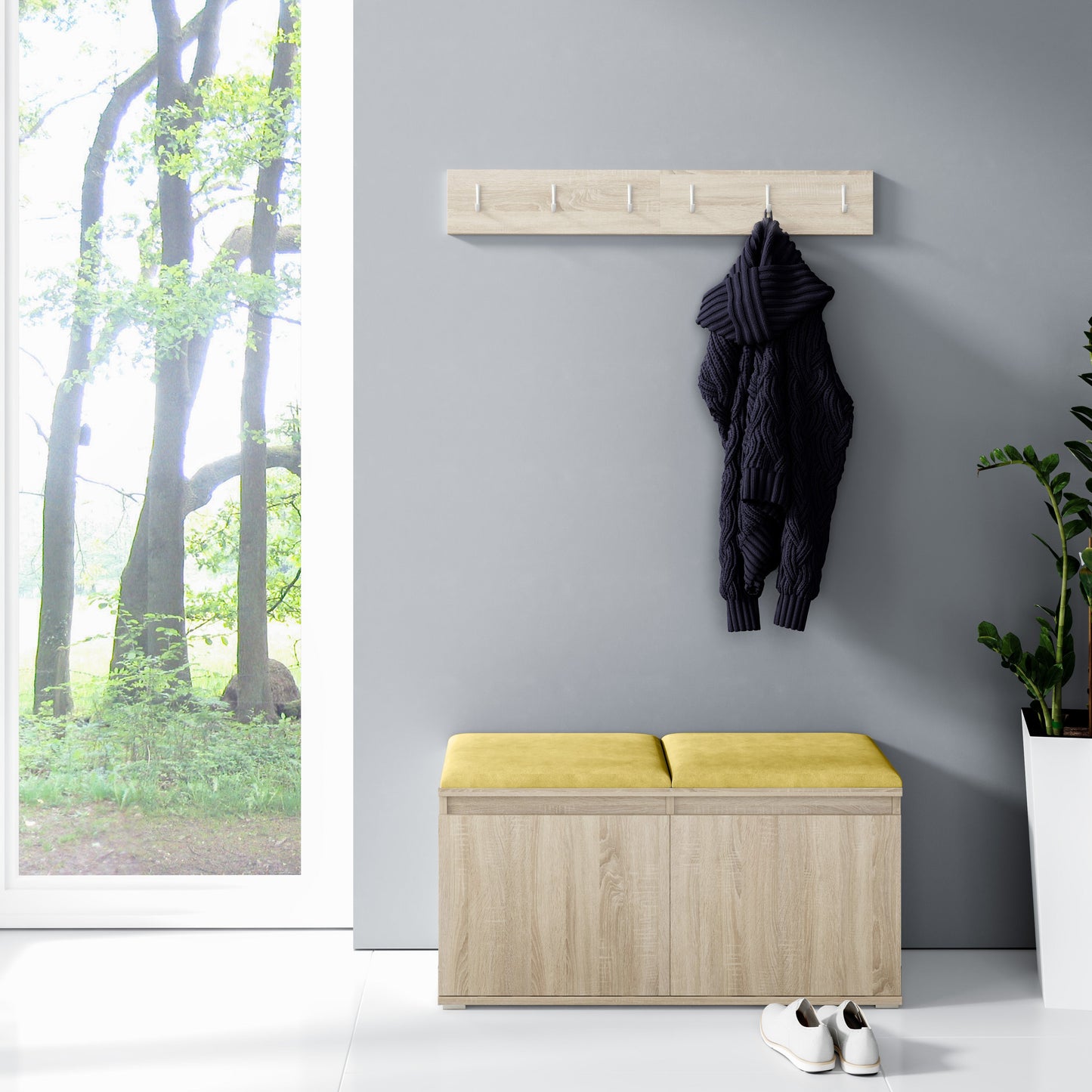 PK Emi 5 Hallway Wardrobe Sonoma - Upholstered Panels in Various Colours