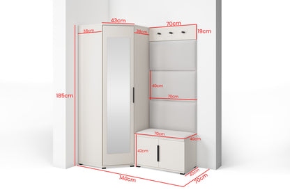 PK Bianco 17 Hallway Wardrobe Set - Upholstered Panels in Various Colours