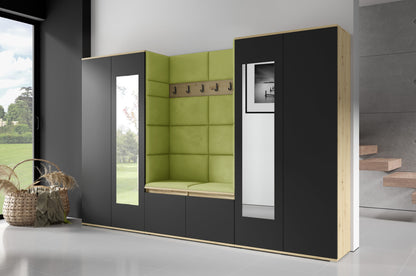PK Emi 10 Hallway Wardrobe Artisan Oak / Black - Upholstered Panels in Various Colours