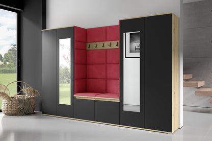 PK Emi 10 Hallway Wardrobe Artisan Oak / Black - Upholstered Panels in Various Colours