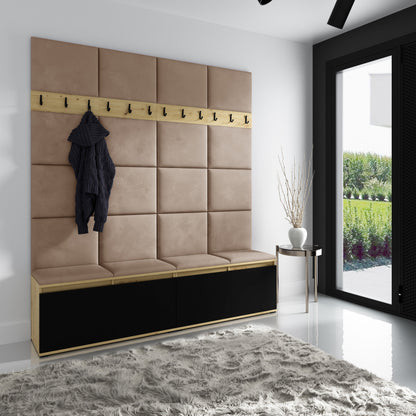 PK Emi 4 Hallway Wardrobe Artisan Oak / Black - Upholstered Panels in Various Colours