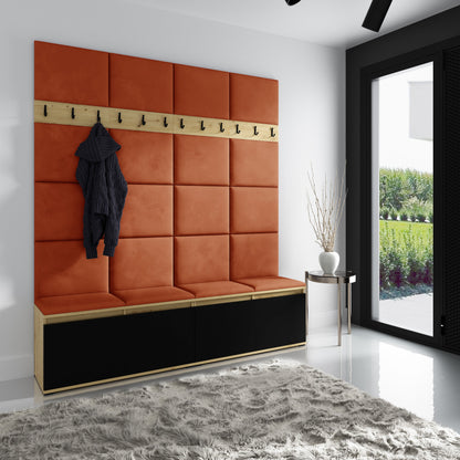 PK Emi 4 Hallway Wardrobe Artisan Oak / Black - Upholstered Panels in Various Colours