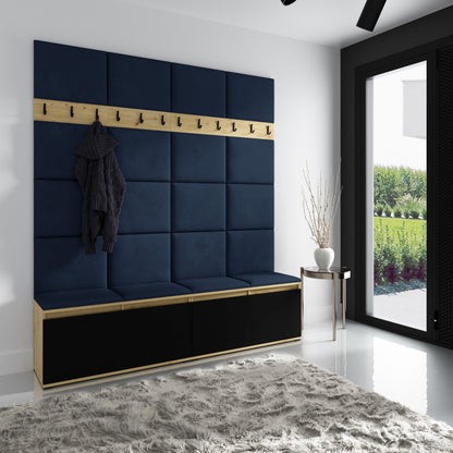 PK Emi 4 Hallway Wardrobe Artisan Oak / Black - Upholstered Panels in Various Colours