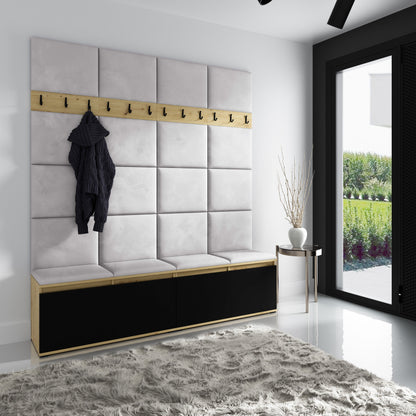 PK Emi 4 Hallway Wardrobe Artisan Oak / Black - Upholstered Panels in Various Colours