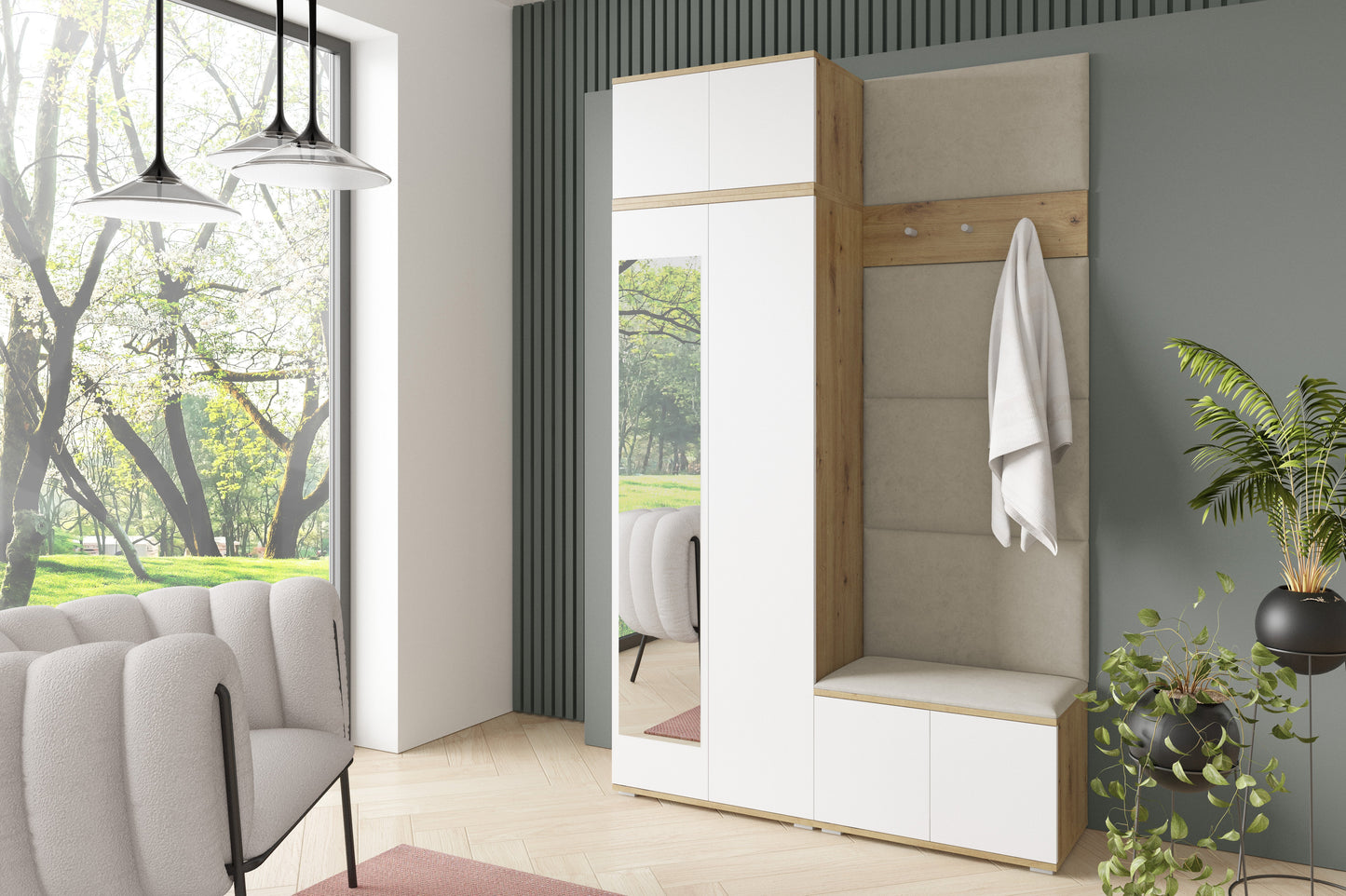 PK Sevilla 2 Hallway Wardrobe -Upholstered Panels in Various Colours