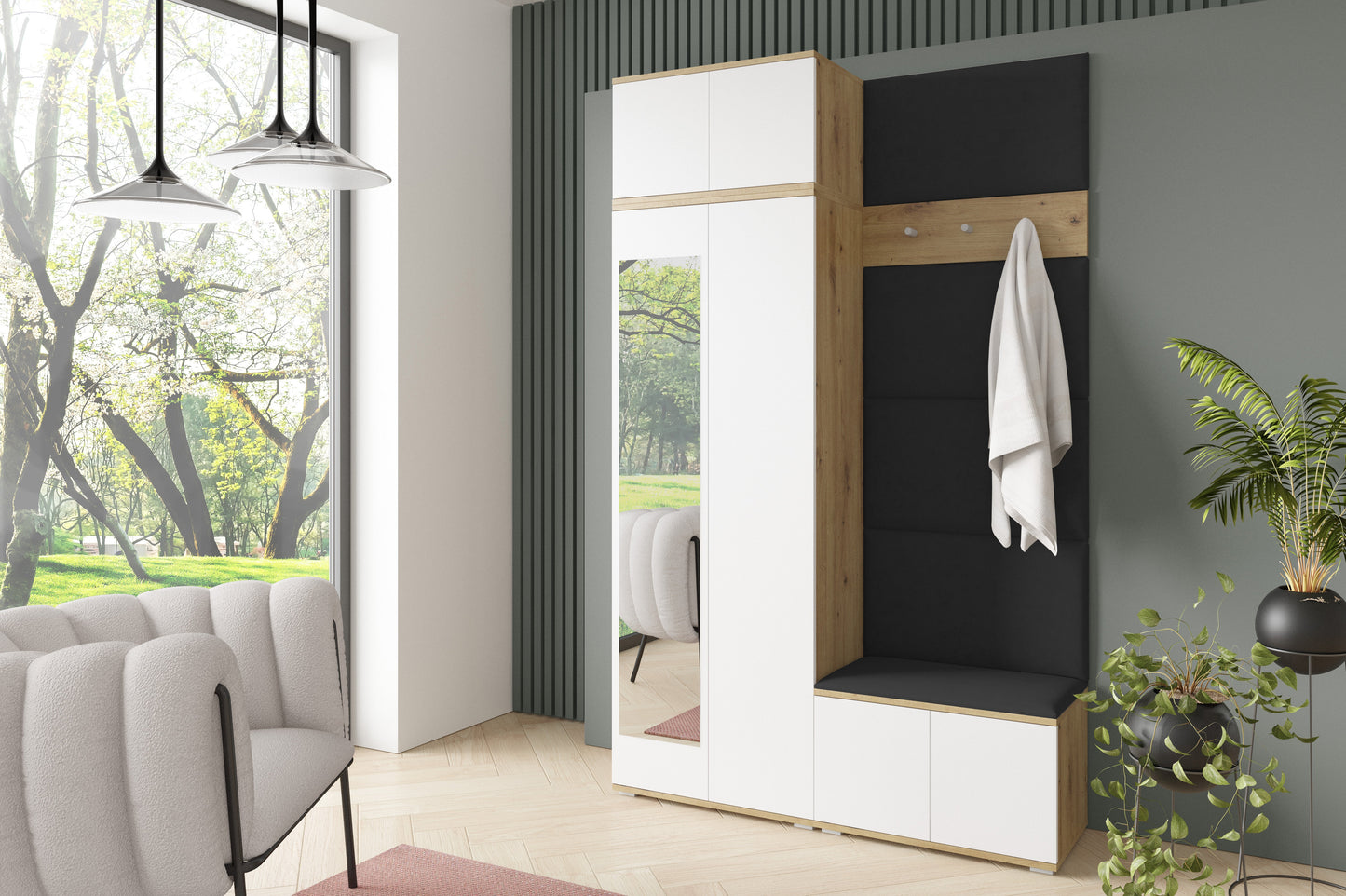 PK Sevilla 2 Hallway Wardrobe -Upholstered Panels in Various Colours