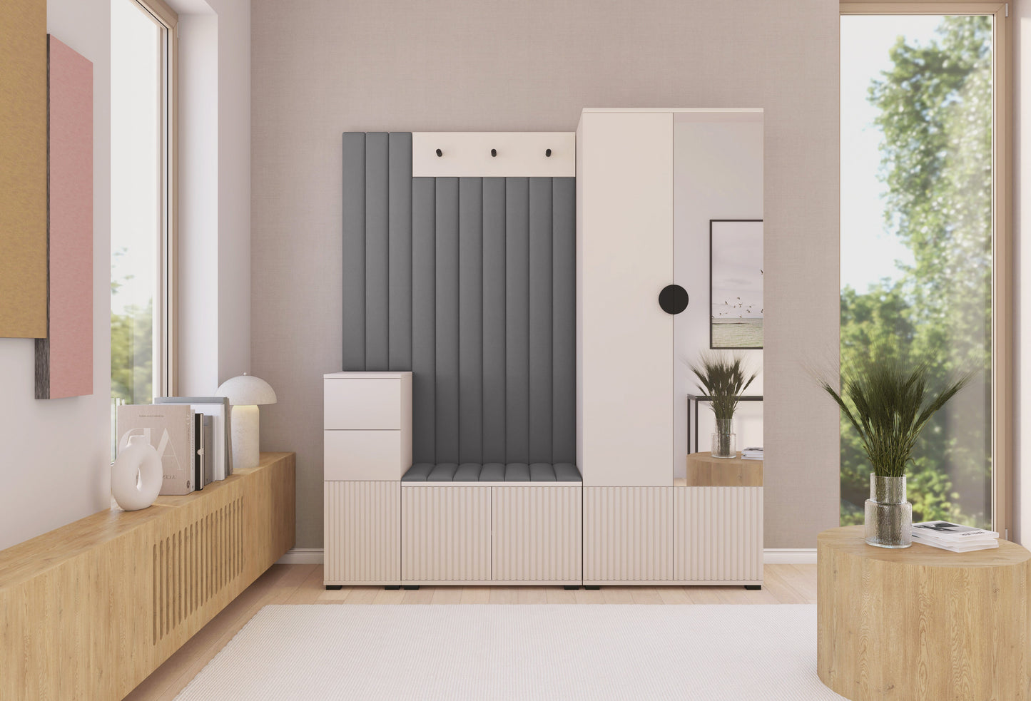 PK Rayo 7 Hallway Wardrobe - Upholstered Panels in Various Colours