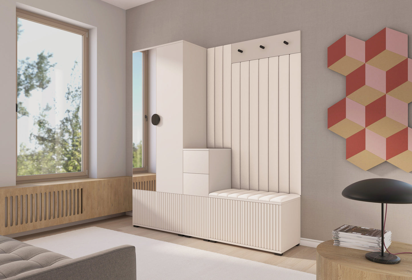 PK Rayo 7 Hallway Wardrobe - Upholstered Panels in Various Colours