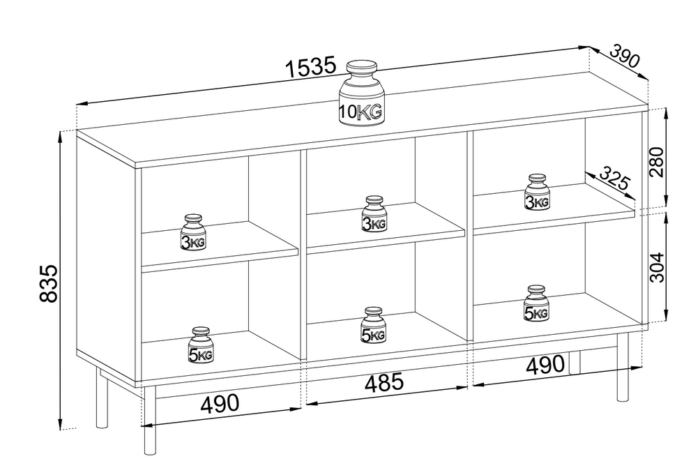 PI Japandi Three-Door K154 Sideboard in Cashmere