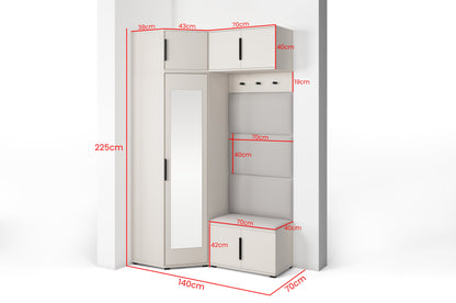 PK Bianco 19 Hallway Wardrobe Set - Upholstered Panels in Various Colours