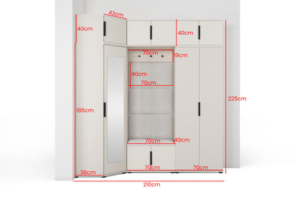 PK Bianco 20 Hallway Wardrobe Set - Upholstered Panels in Various Colours