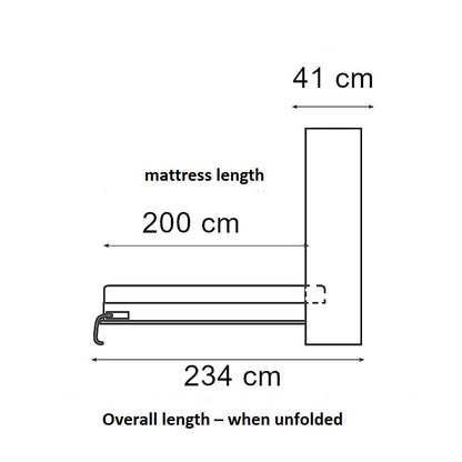 NE BASIC Murphy Bed Vertical Black and Lancelot Oak 90,120,140 x 200 cm Mattress