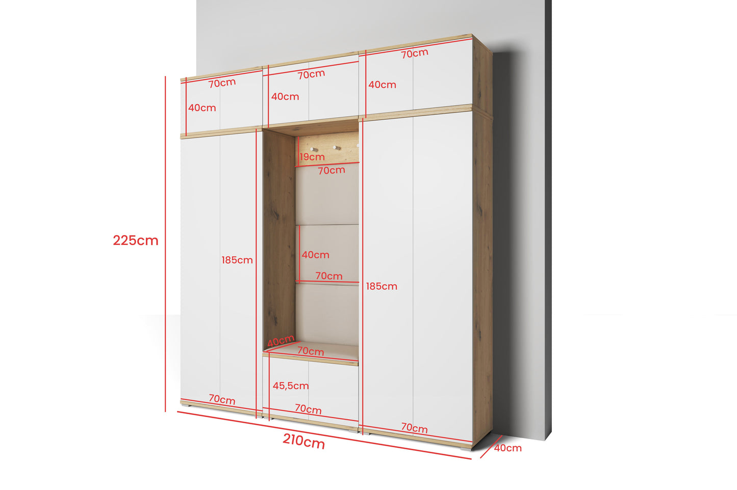 PK Sevilla 4 Hallway Wardrobe - Upholstered Panels in Various Colours