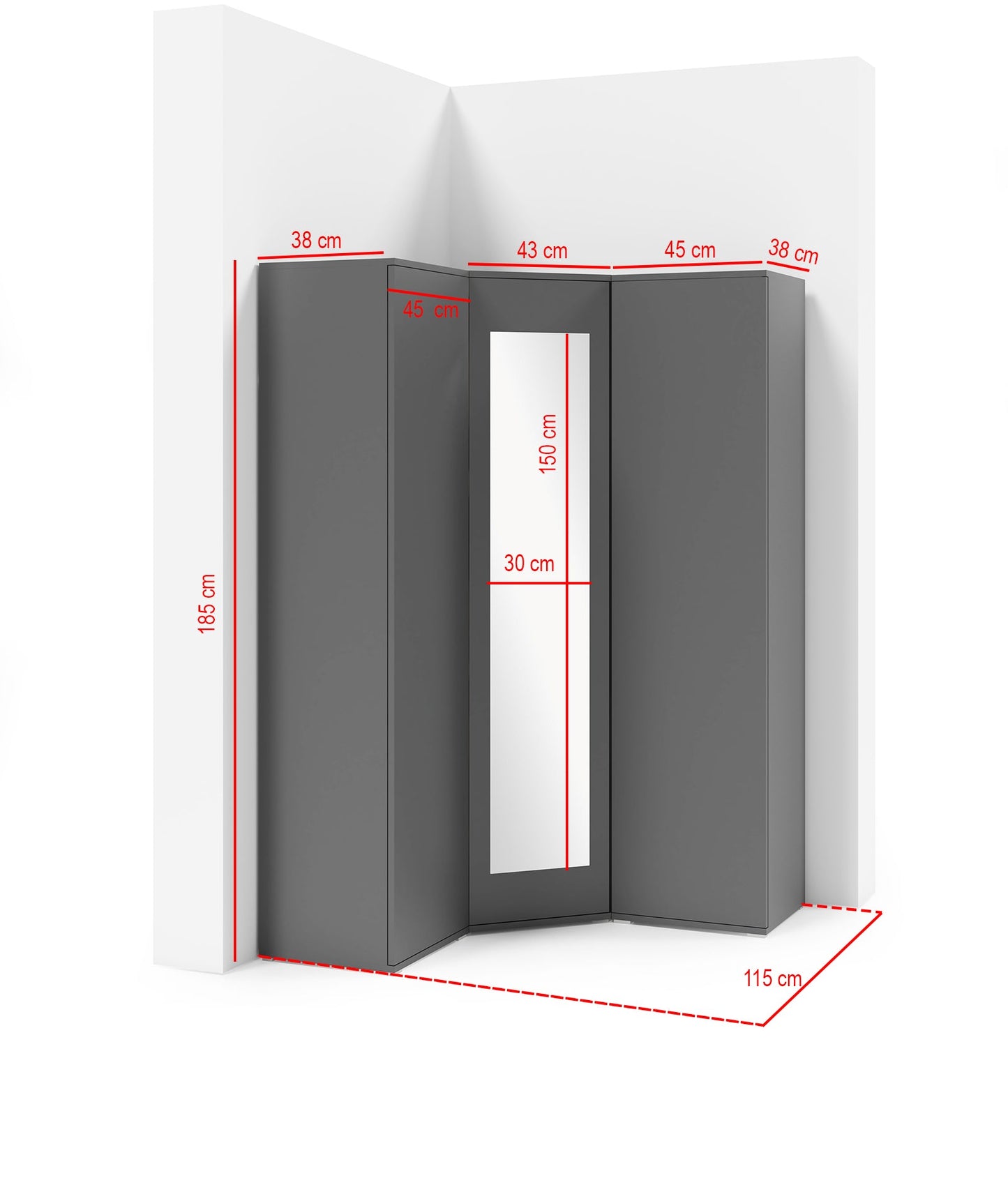 PK Emi 40 Hallway Wardrobe White/ Sonoma Oak/Graphite/Aristan Oak-Black