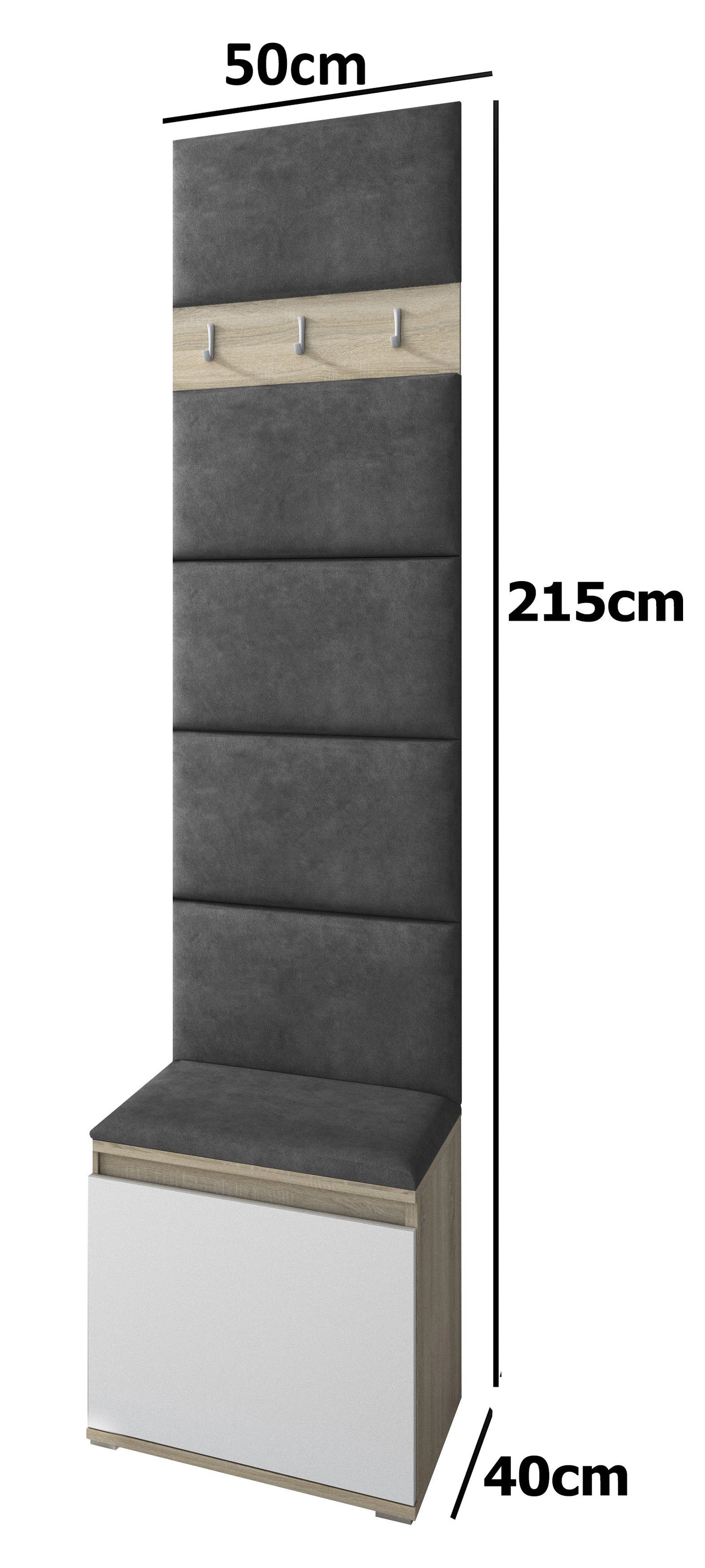 PK Emi 7 Hallway Wardrobe Artisan Oak / Black - Upholstered Panels in Various Colours