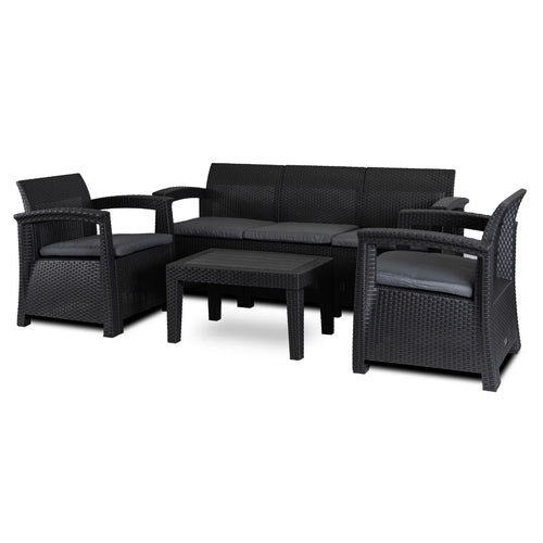 Elite BRANDON Outdoor Furniture Set – Black/Dark Gray | Stylish & Comfortable Garden Lounge
