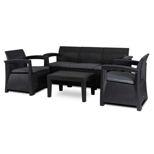 Elite BRANDON Outdoor Furniture Set – Black/Dark Gray | Stylish & Comfortable Garden Lounge