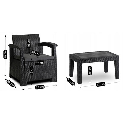 Elite BRANDON Outdoor Furniture Set – Black/Dark Gray | Stylish & Comfortable Garden Lounge