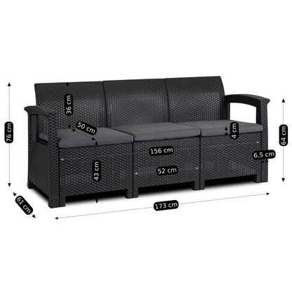 Elite BRANDON Outdoor Furniture Set – Black/Dark Gray | Stylish & Comfortable Garden Lounge