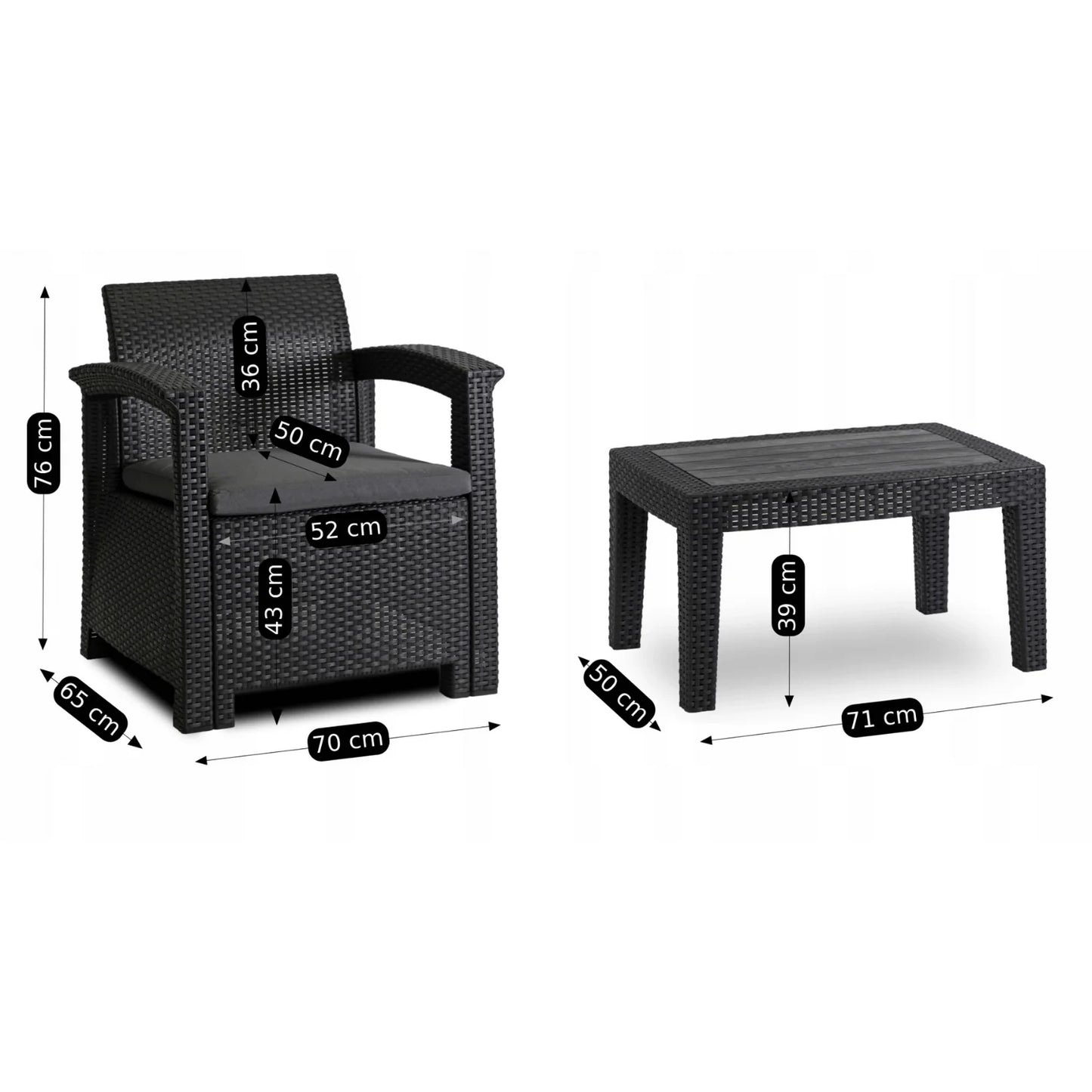 Elite COLUMBIA Outdoor Furniture Set – Black & Dark Gray