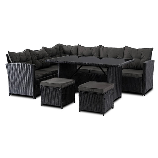 Elite DALLAS Outdoor Furniture Set  Black/Dark Grey - Luxury Rattan Garden Loung