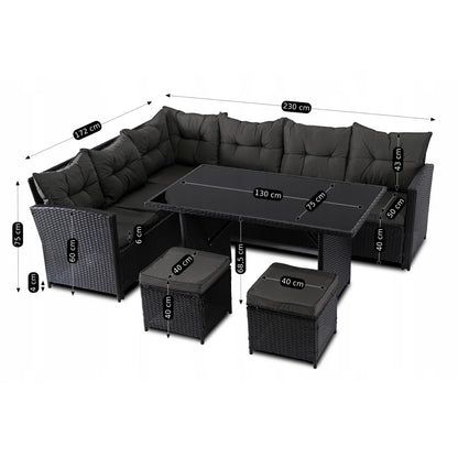 Elite DALLAS Outdoor Furniture Set  Black/Dark Grey - Luxury Rattan Garden Loung