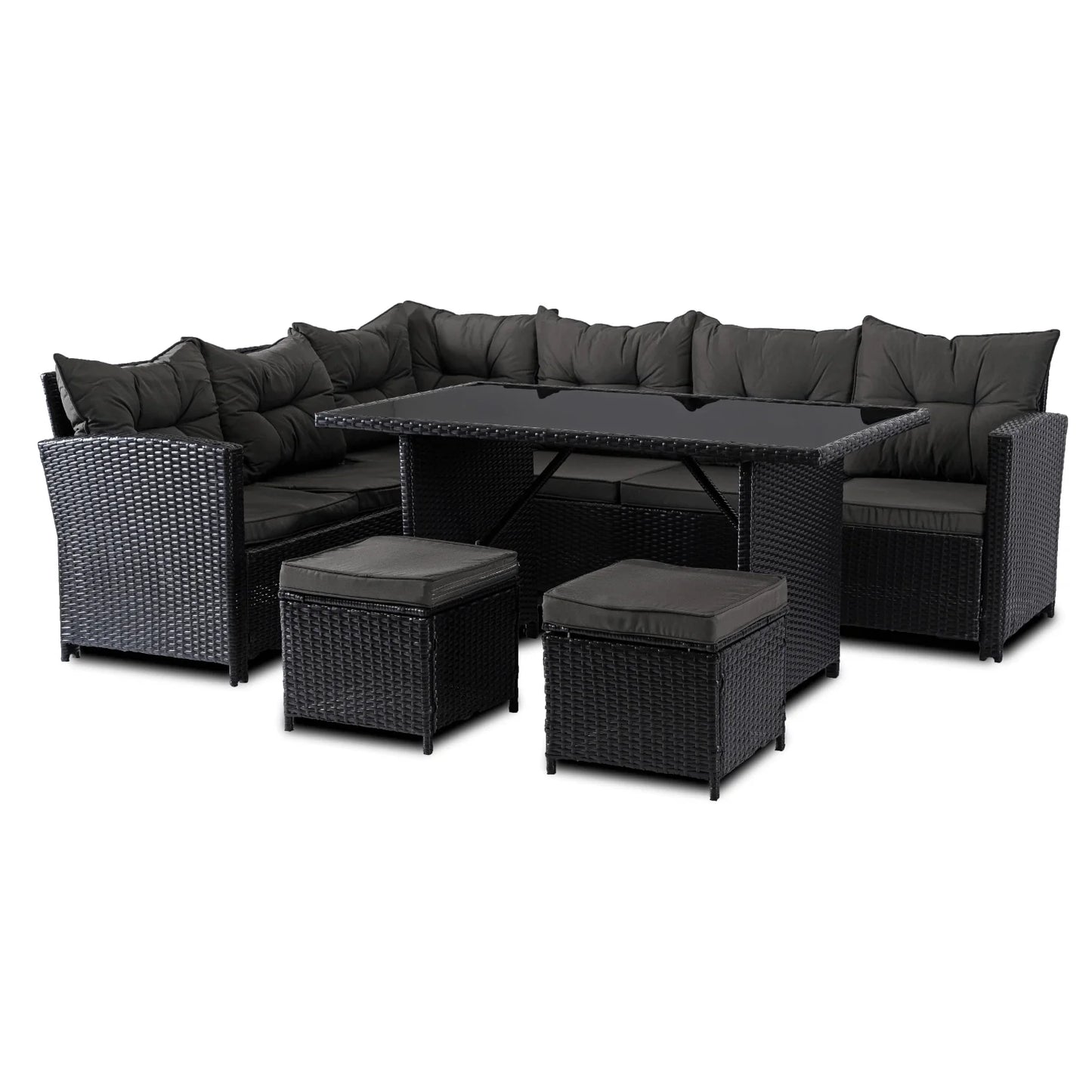 Elite DALLAS Outdoor Furniture Set  Black/Dark Grey - Luxury Rattan Garden Loung