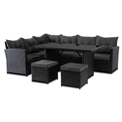 Elite DALLAS Outdoor Furniture Set  Black/Dark Grey - Luxury Rattan Garden Loung