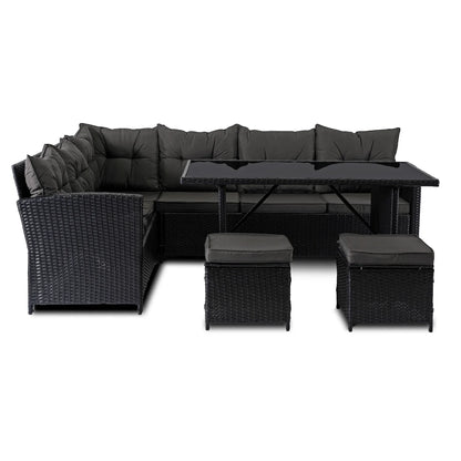 Elite DALLAS Outdoor Furniture Set  Black/Dark Grey - Luxury Rattan Garden Loung