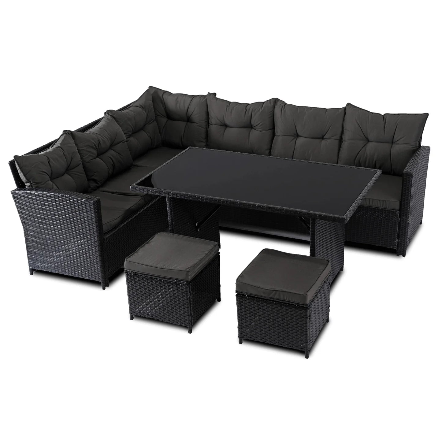 Elite DALLAS Outdoor Furniture Set  Black/Dark Grey - Luxury Rattan Garden Loung