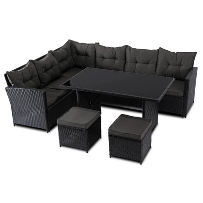 Elite DALLAS Outdoor Furniture Set  Black/Dark Grey - Luxury Rattan Garden Loung