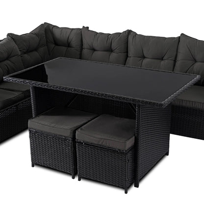 Elite DALLAS Outdoor Furniture Set  Black/Dark Grey - Luxury Rattan Garden Loung