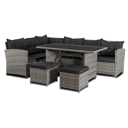 Elite DALLAS Outdoor Furniture Set Grey/Black - Luxury Rattan Garden Lounge