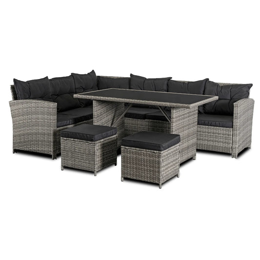 Elite DALLAS Outdoor Furniture Set Grey/Black - Luxury Rattan Garden Lounge