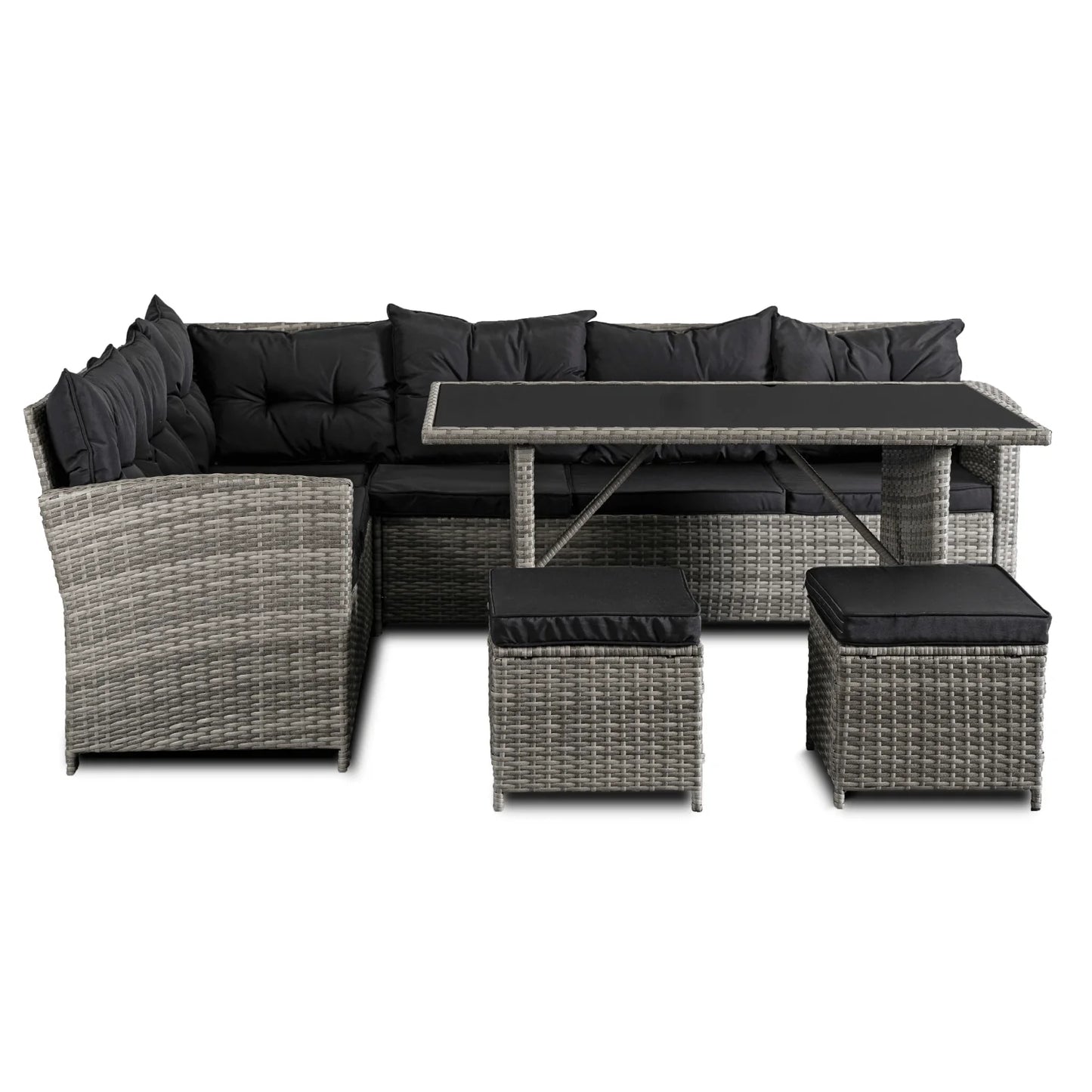 Elite DALLAS Outdoor Furniture Set Grey/Black - Luxury Rattan Garden Lounge