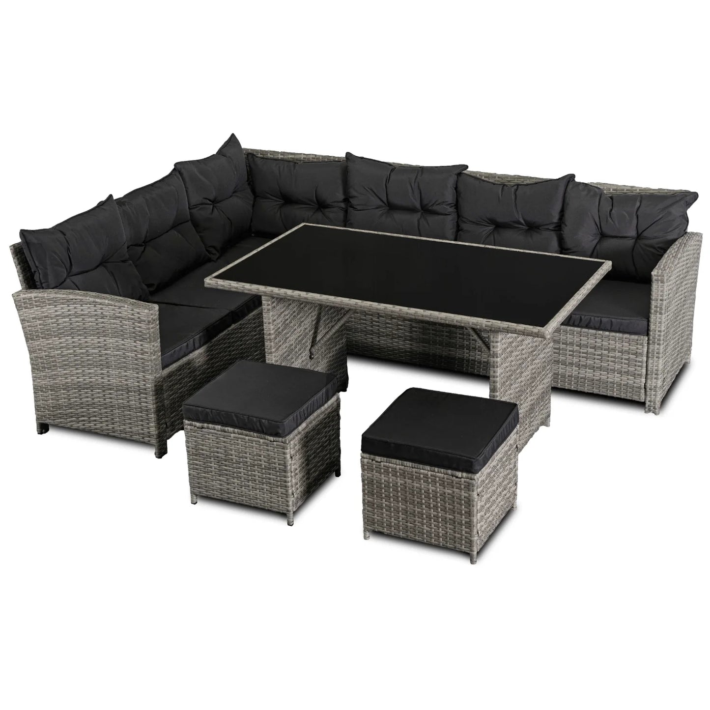 Elite DALLAS Outdoor Furniture Set Grey/Black - Luxury Rattan Garden Lounge