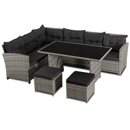 Elite DALLAS Outdoor Furniture Set Grey/Black - Luxury Rattan Garden Lounge