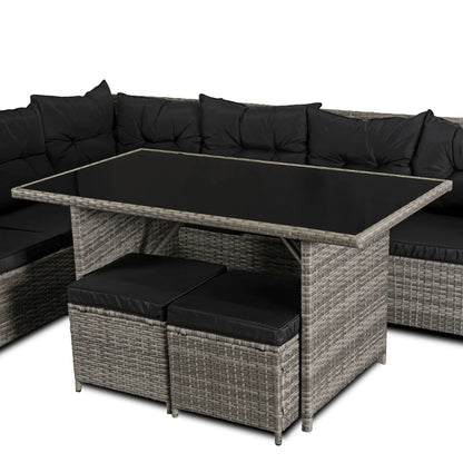 Elite DALLAS Outdoor Furniture Set Grey/Black - Luxury Rattan Garden Lounge