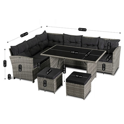Elite DALLAS Outdoor Furniture Set Grey/Black - Luxury Rattan Garden Lounge