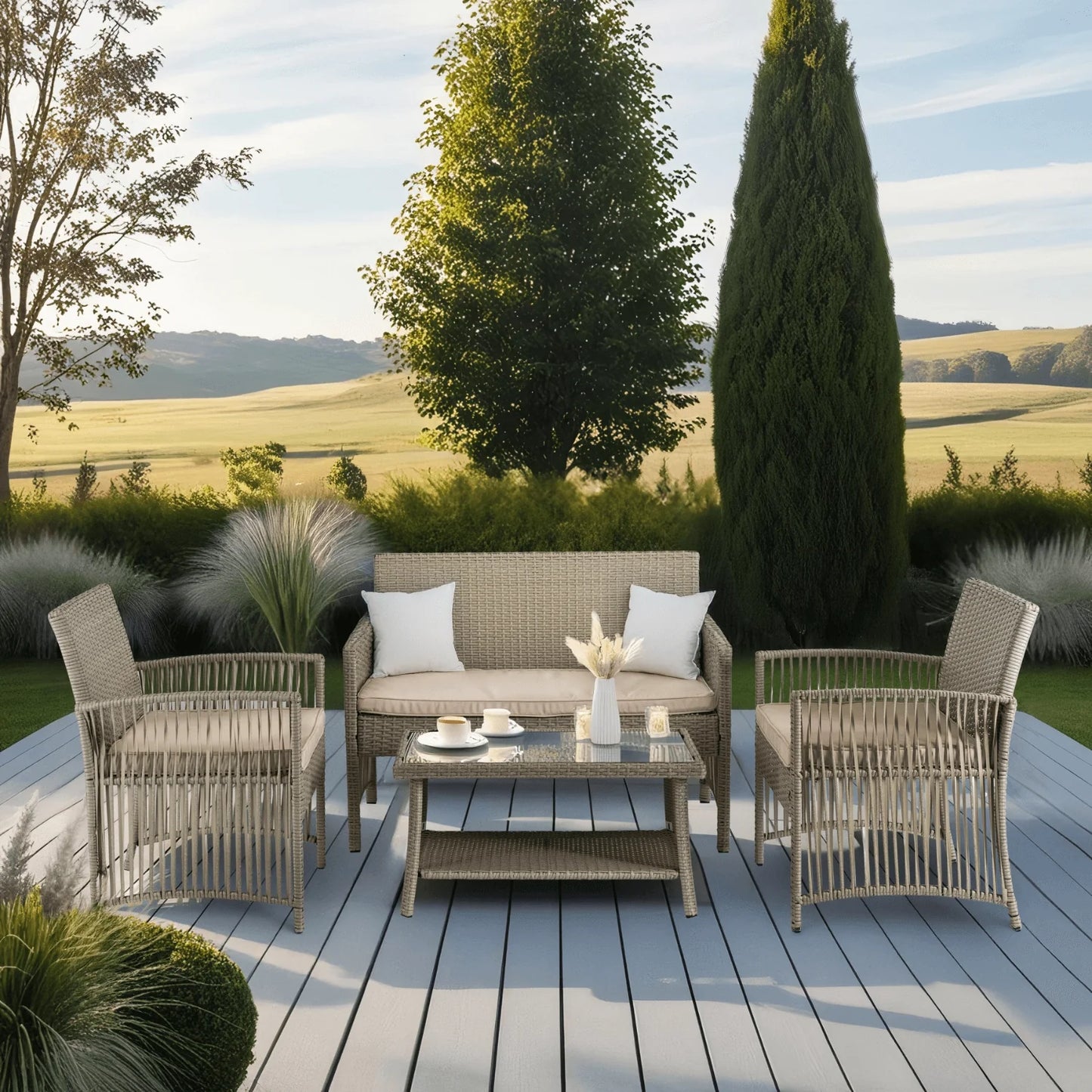 Elite FILADELFIA Outdoor Furniture Set – Gray & Beige