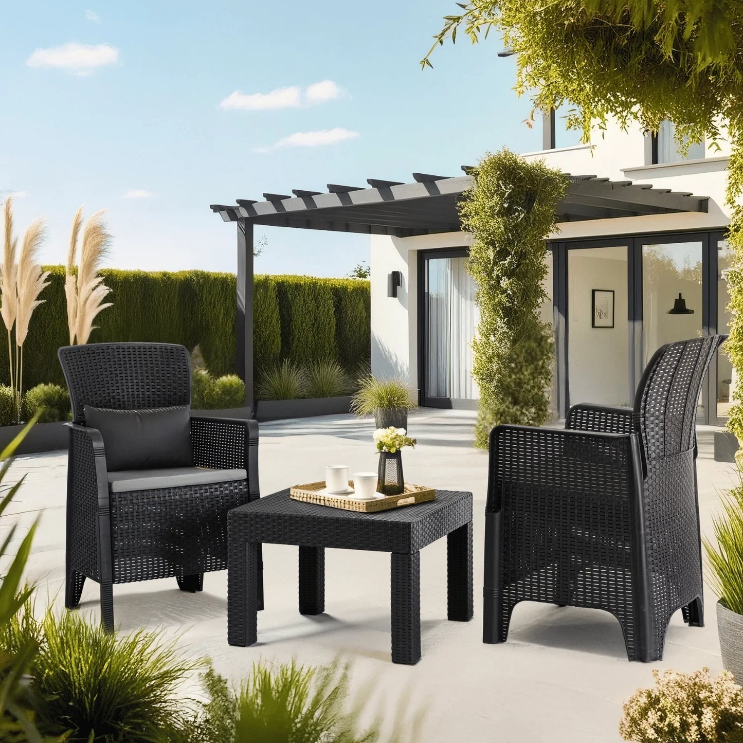 Elite FRENSO Outdoor Furniture Set  Black - Compact & Stylish Garden Lounge