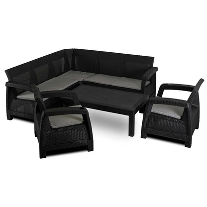 Elite INDIANA Outdoor Furniture Set Black/Gray - Modern & Versatile Garden Lounge
