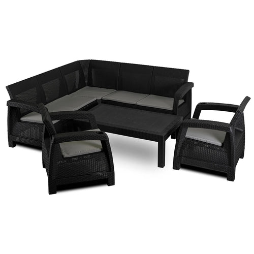 Elite INDIANA Outdoor Furniture Set Black/Gray - Modern & Versatile Garden Lounge