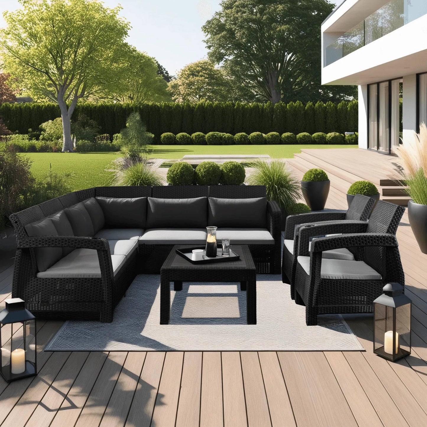 Elite INDIANA Outdoor Furniture Set Black/Gray - Modern & Versatile Garden Lounge