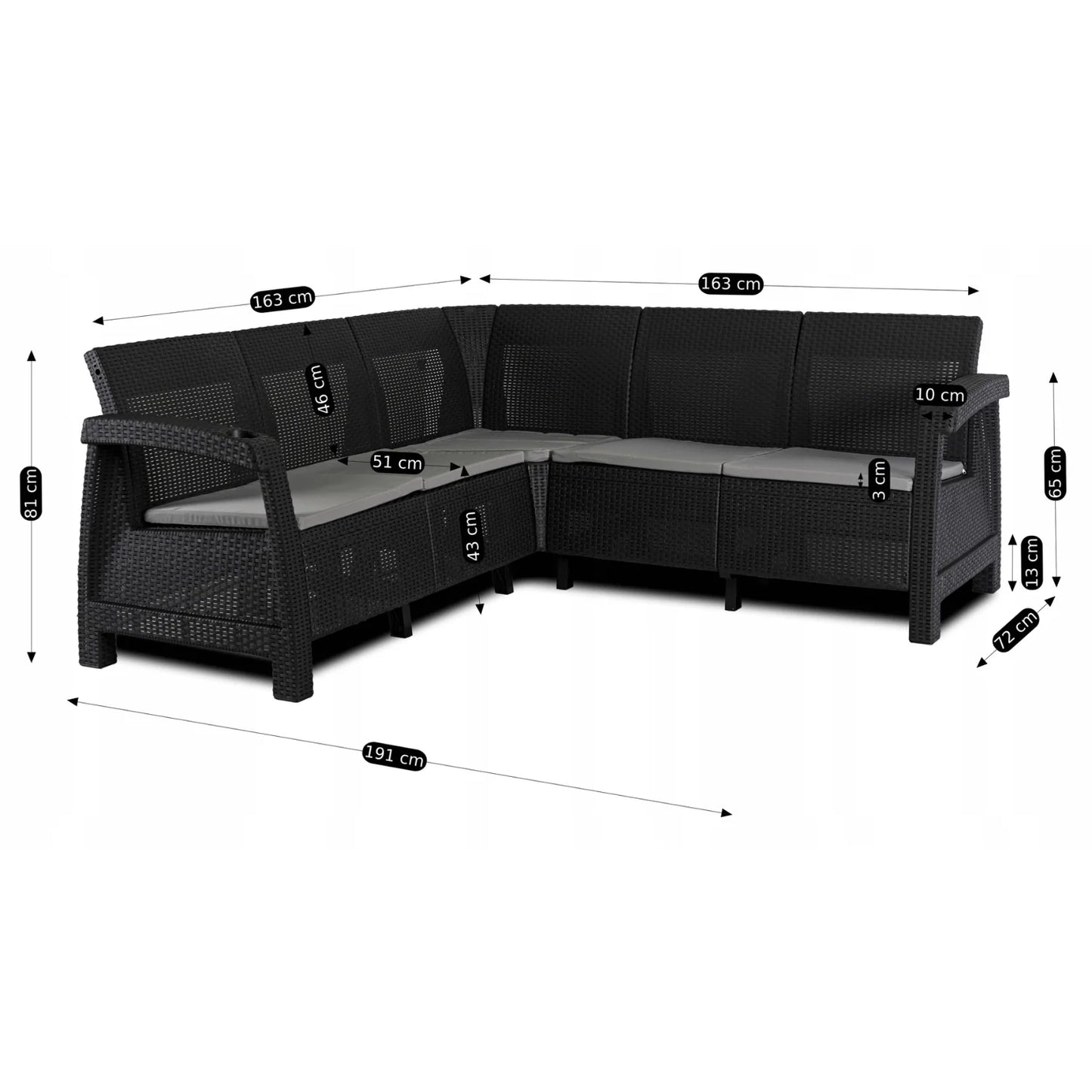 Elite INDIANA Outdoor Furniture Set Black/Gray - Modern & Versatile Garden Lounge