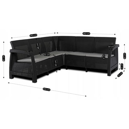 Elite INDIANA Outdoor Furniture Set Black/Gray - Modern & Versatile Garden Lounge