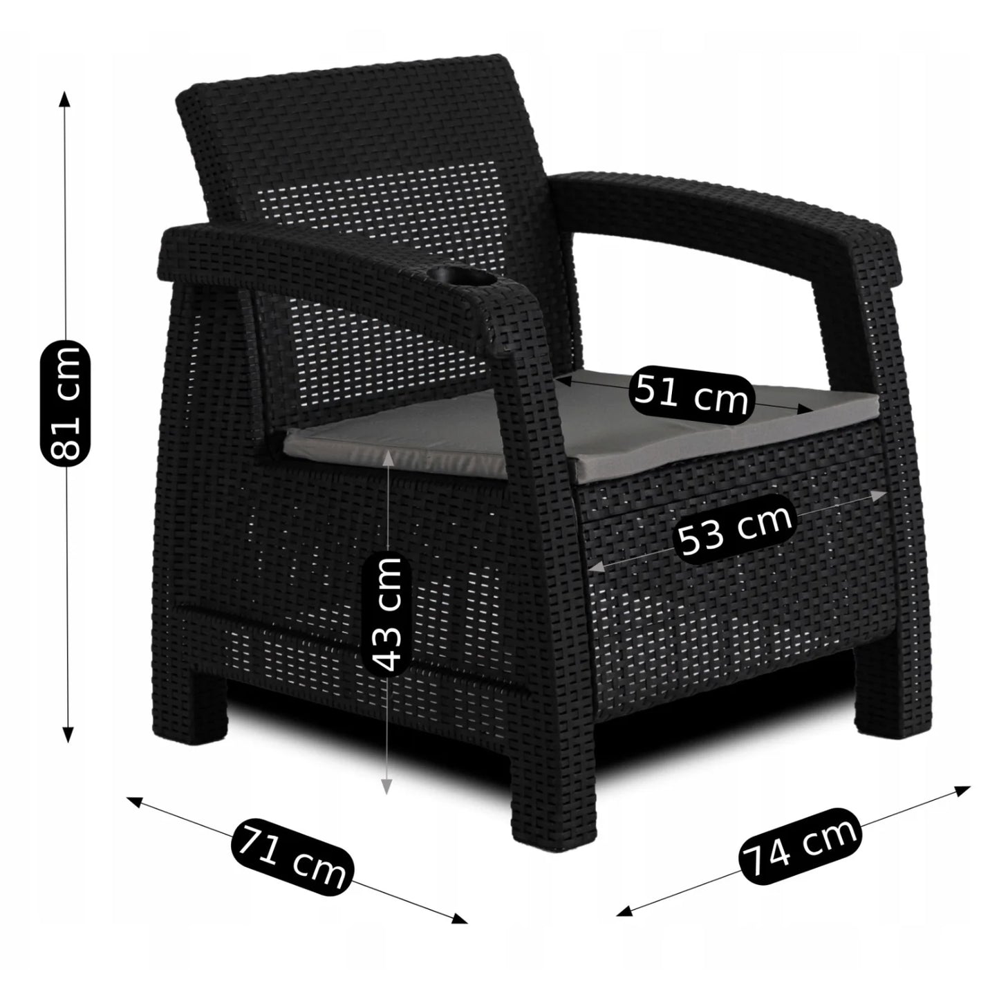 Elite INDIANA Outdoor Furniture Set Black/Gray - Modern & Versatile Garden Lounge