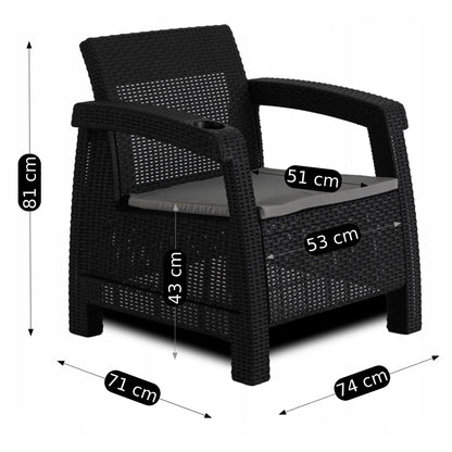 Elite INDIANA Outdoor Furniture Set Black/Gray - Modern & Versatile Garden Lounge