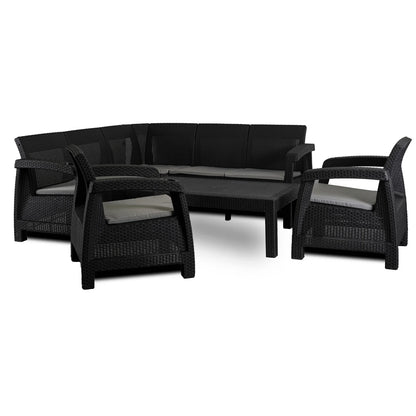 Elite INDIANA Outdoor Furniture Set Black/Gray - Modern & Versatile Garden Lounge