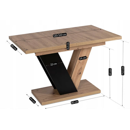 Elite CLARK Extendable Dining Set – 120-160 cm Artisan Oak Table & 4 TEX Dark Gray Chairs